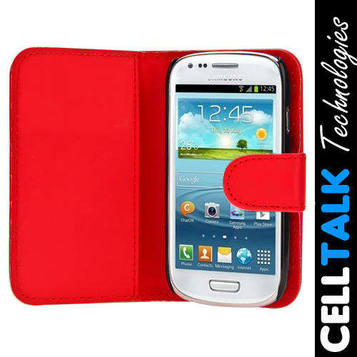 Flip Wallet Leather Case For Samsung Galaxy S3 Mini i8190 RED